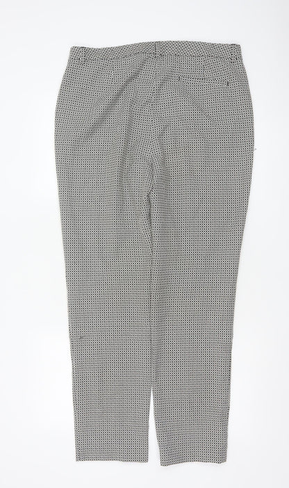 Marks and Spencer Women's Black Mix Geometric Trousers UK 14 Long