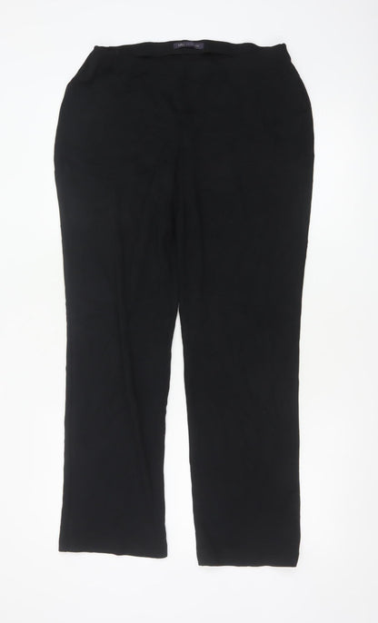 Marks and Spencer Womens Black Size 12 Straight Leg Stretch Trousers