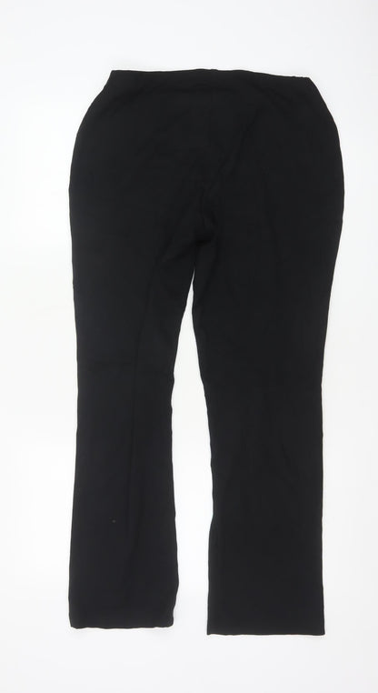 Marks and Spencer Womens Black Size 12 Straight Leg Stretch Trousers