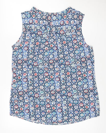 Isle Collection Women's Blue Floral Sleeveless Tunic Blouse Size 14