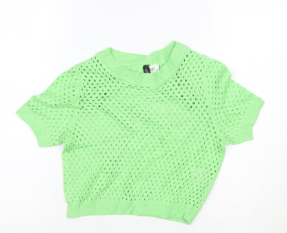 H&M Divided Women’s Green Knit Cropped Short Sleeve Top XS