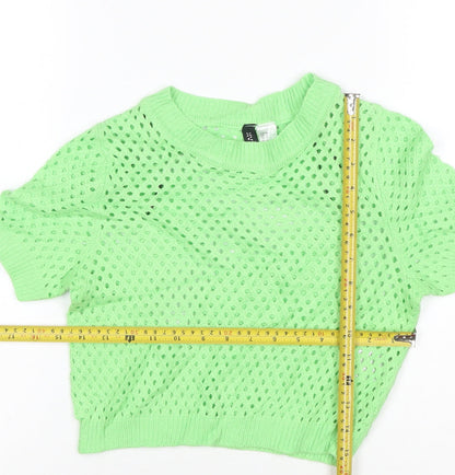 H&M Divided Women’s Green Knit Cropped Short Sleeve Top XS