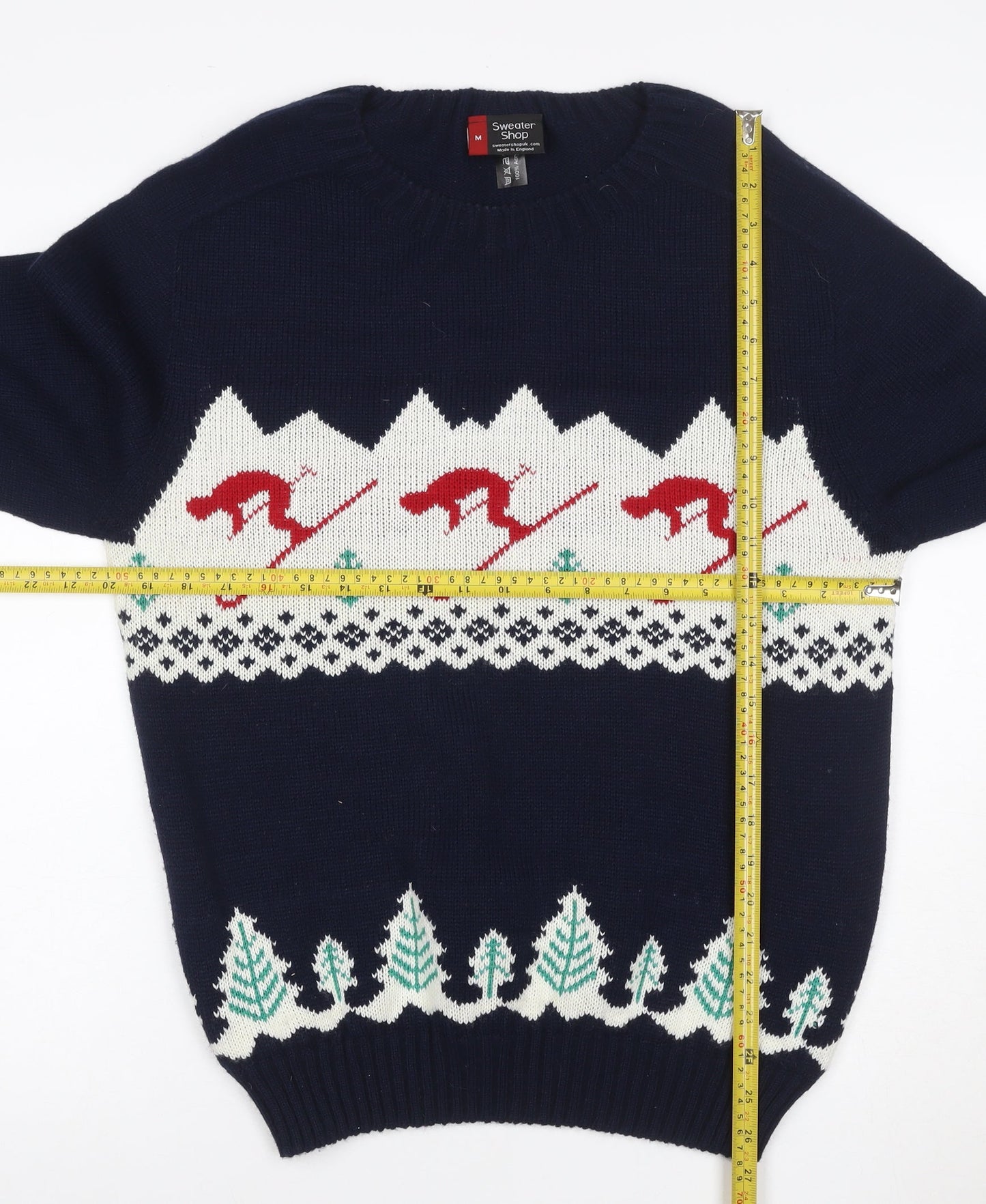 Sweater Shop Women Blue Ski Fair Isle Acrylic Jumper M