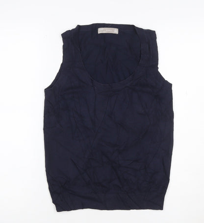 Zara Women Blue Cotton Knit Sleeveless Tank Top Size 12