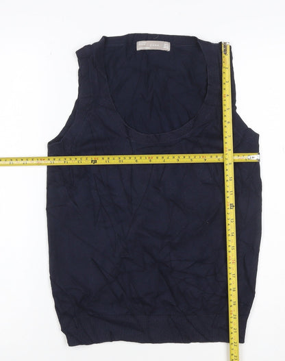 Zara Women Blue Cotton Knit Sleeveless Tank Top Size 12