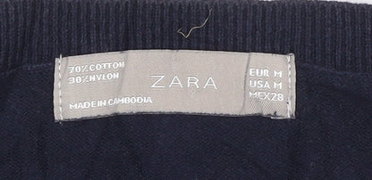 Zara Women Blue Cotton Knit Sleeveless Tank Top Size 12