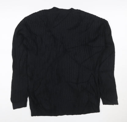 Marks and Spencer Womens Black Ribbed Crew Neck Pullover Jumper S