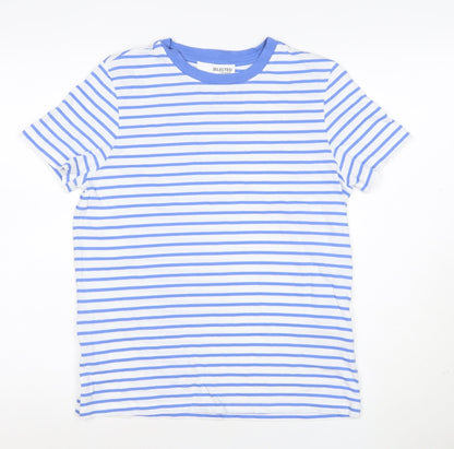SELECTED FEMME Women's Blue White Striped Cotton T-Shirt M