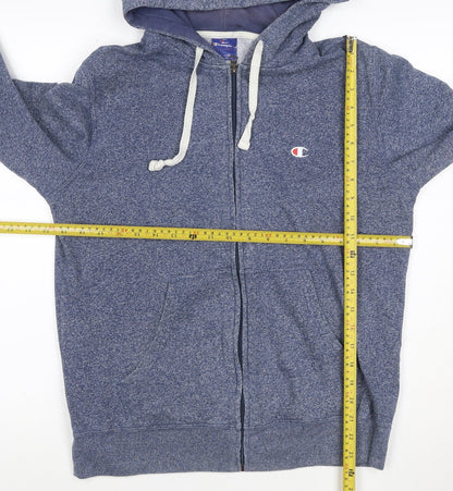 Champion Men Blue Full Zip Hoodie Size L Fleece Regular Fit