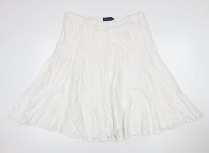 Boden Women White Linen A-Line Midi Skirt Size 16