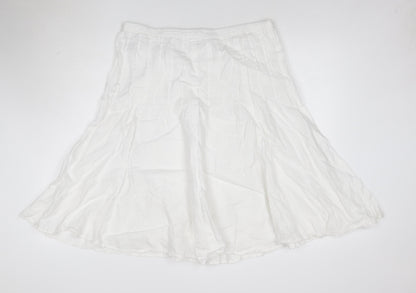 Boden Women White Linen A-Line Midi Skirt Size 16