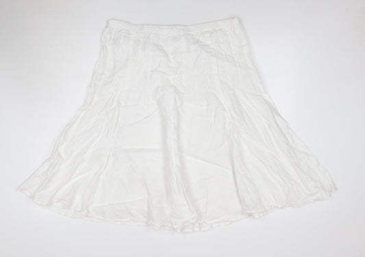 Boden Women White Linen A-Line Midi Skirt Size 16
