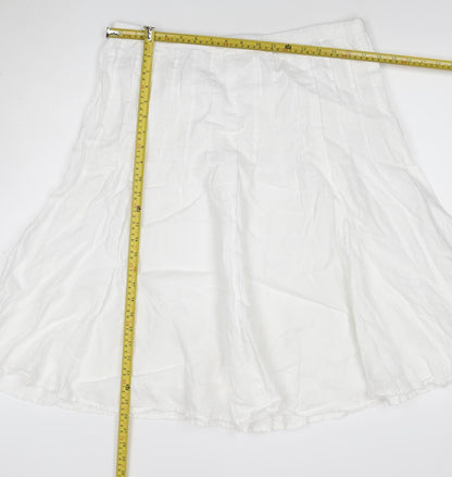 Boden Women White Linen A-Line Midi Skirt Size 16