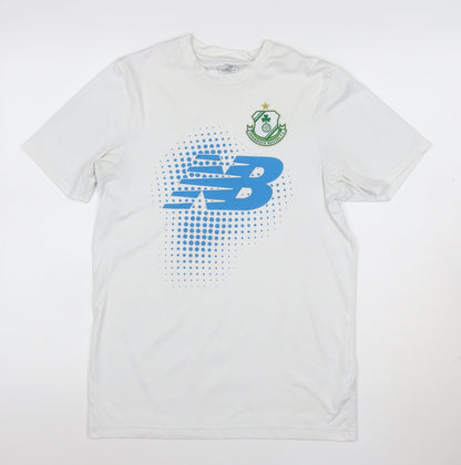 New Balance Mens White M Athletic Football Graphic T-Shirt