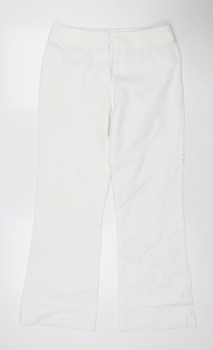 Next Women White Straight Leg Jeans Size 10 Regular Cotton