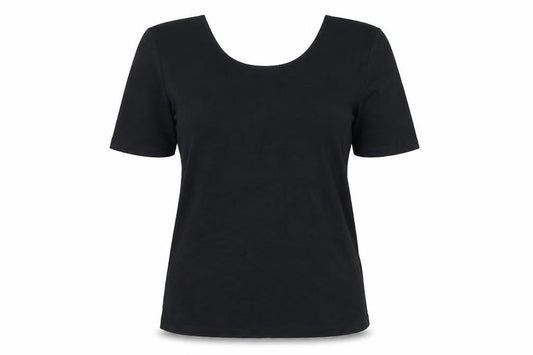 Warehouse Women’s Black Size 14 Scoop Neck Cotton Stretch T-Shirt