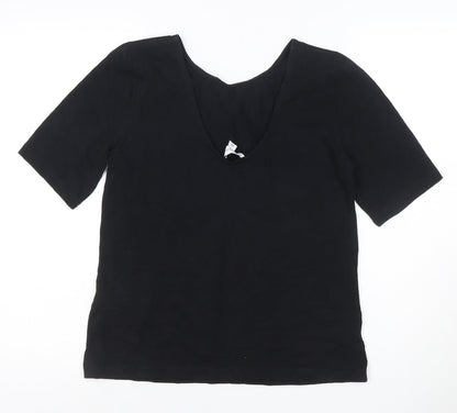 Warehouse Women’s Black Size 14 Scoop Neck Cotton Stretch T-Shirt