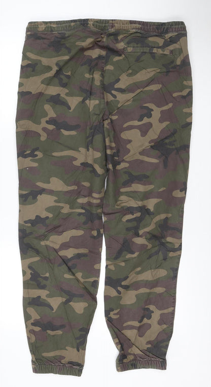 GAP Women's Green Camouflage Cotton Jogger Trousers Size L