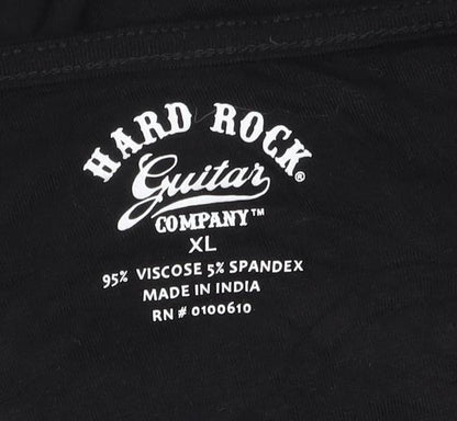 Hard Rock Cafe Womens Black XL Music Graphic Short Sleeve T-Shirt