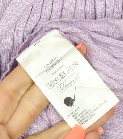Monki Women Purple V-Neck Ribbed Knit Button Cardigan Size S