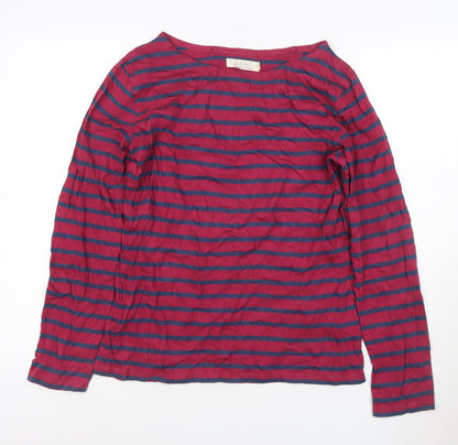 Seasalt Women Red Blue Striped Long Sleeve Organic Cotton Sailor Shirt Size 10
