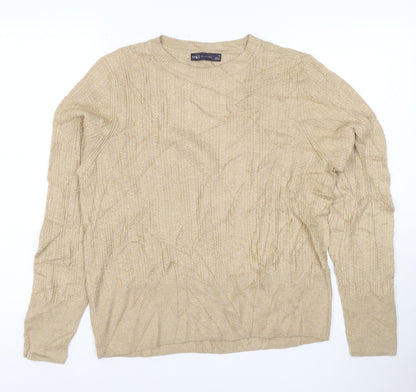 Marks and Spencer Womens Beige Cable-Knit Jumper Size 16