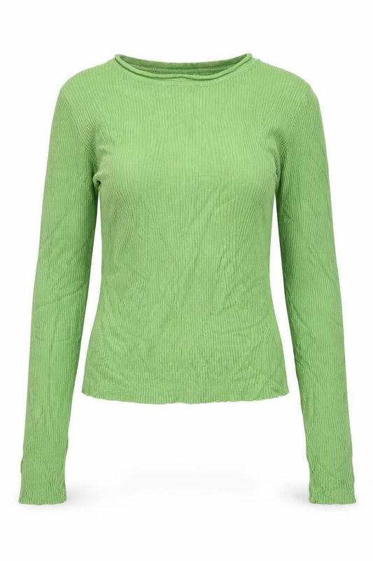 Pull & Bear Women Green Slim Fit Ribbed Knit Long Sleeve Jumper Size S
