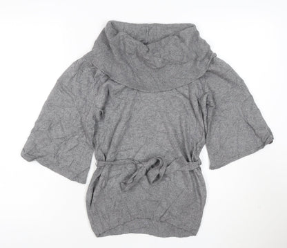 Jasper Conran Women Grey Cowl Neck Belted Tunic Jumper Size 8