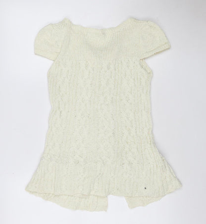 River Island Women Ivory Cable-Knit Button Short Sleeve Cardigan UK16