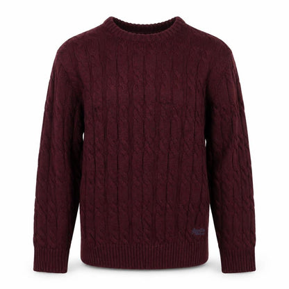 Superdry Men Red 2XL Cable-Knit Crew Neck Jumper