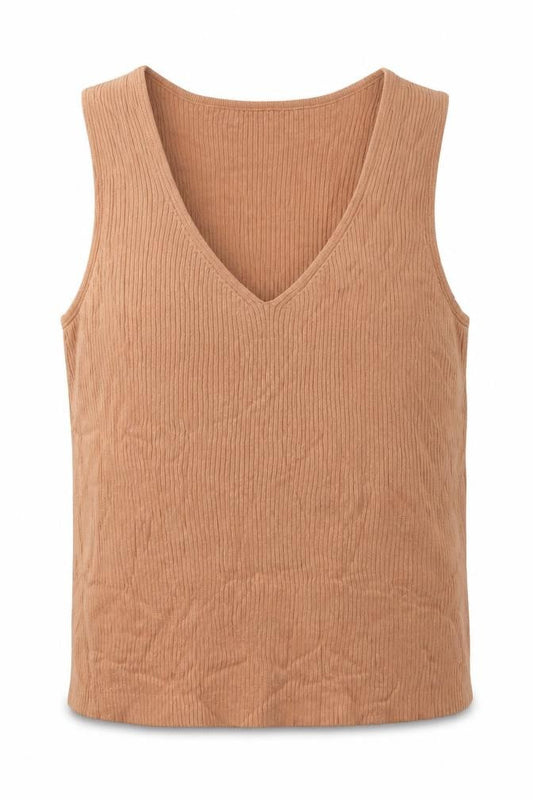 ASOS Women’s Brown Ribbed V-Neck Knit Tank Top Size 18