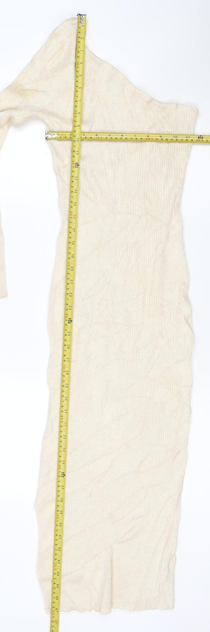 Missguided Women Beige Size 10 One Shoulder Bodycon Midi Dress