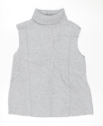 ZARA Women’s Grey Roll Neck Sleeveless Knit Jumper Size S
