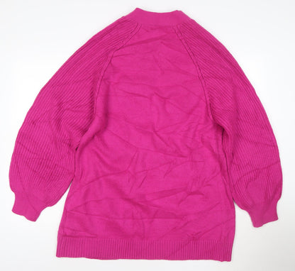 Next Women’s Pink Cardigan L Long Sleeve Open Knit Relaxed Fit