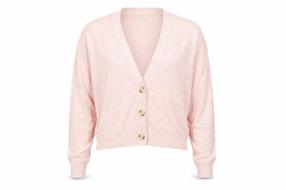 French Connection Pink V-Neck Button Cardigan S Lightweight Knit