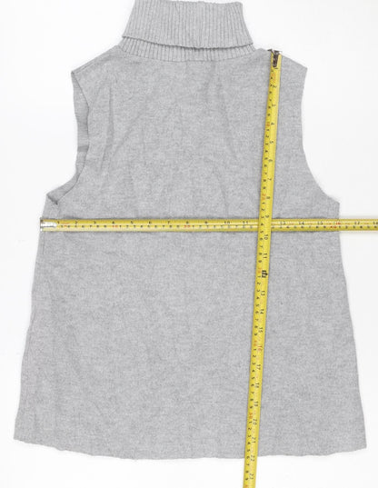 ZARA Women’s Grey Roll Neck Sleeveless Knit Jumper Size S