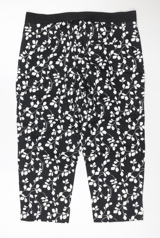 The Mia Women's Black Floral Slim Short Trousers Size 14