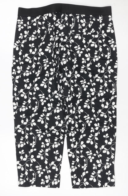 The Mia Women's Black Floral Slim Short Trousers Size 14