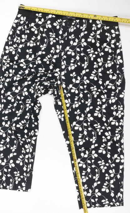 The Mia Women's Black Floral Slim Short Trousers Size 14