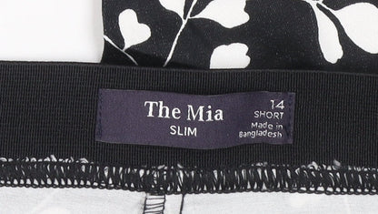 The Mia Women's Black Floral Slim Short Trousers Size 14