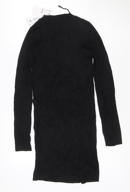 Stradivarius Women Black Bodycon Knit Long Sleeve High Neck Dress M