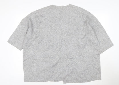 Phase Eight Womens Grey V-Neck Short Sleeve Knit Cardigan L
