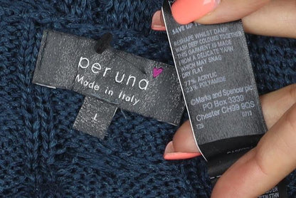 Per Una Women’s Blue Cable-Knit Long Sleeve Jumper Size L