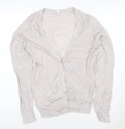 Uniqlo Women Beige M Modal V-Neck Long Sleeve Cardigan