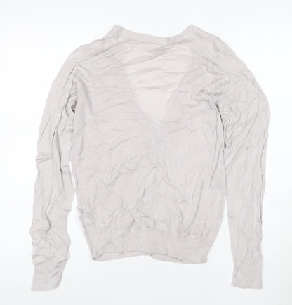 Uniqlo Women Beige M Modal V-Neck Long Sleeve Cardigan