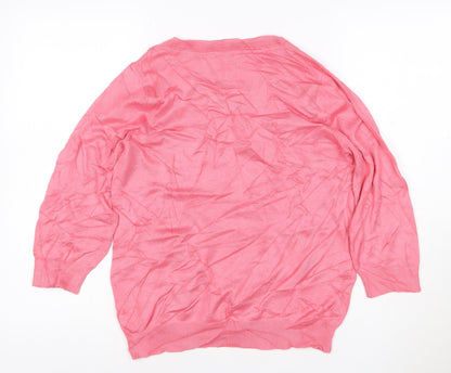 BHS Petite Women's Pink Scoop Neck 3/4 Sleeve Pullover Jumper Size M