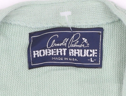 Arnold Palmer Robert Bruce Men's Green L V-Neck Button Cardigan