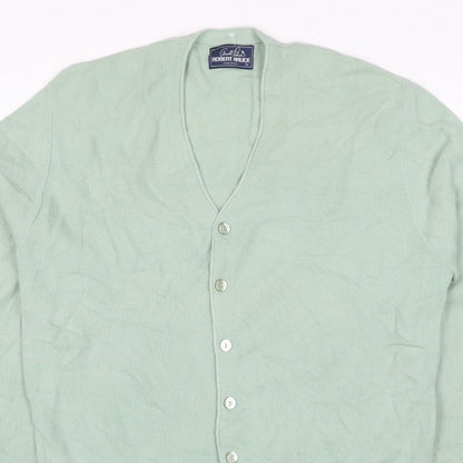 Arnold Palmer Robert Bruce Men's Green L V-Neck Button Cardigan