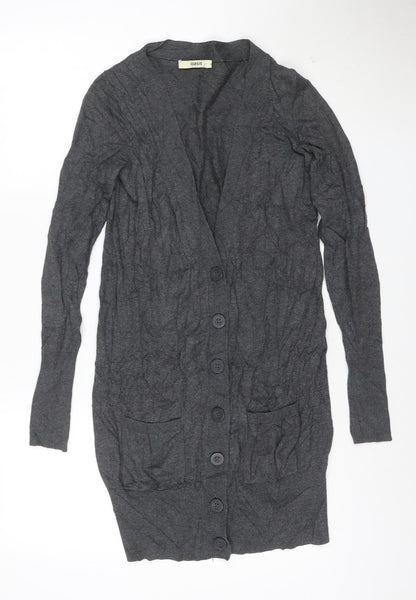 Oasis Women Grey XS Cotton Button Long Sleeve Cardigan