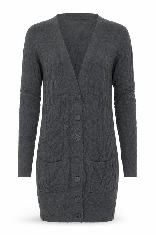 Oasis Women Grey XS Cotton Button Long Sleeve Cardigan